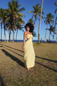 Vestido Longo em Crepe Barbie