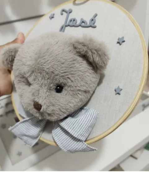 Quadro urso Teo Cinza bastidor - comprar online