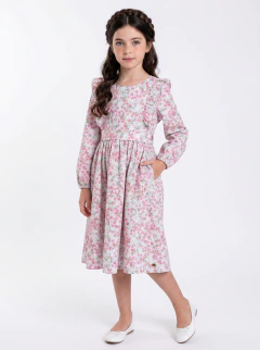 Vestido midi floral manga longa Judite - comprar online