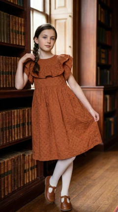 Vestido babados de laise Bianca