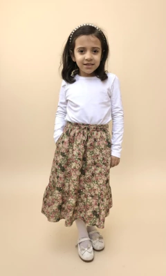 Saia midi Fiorella floral militar - Amoré