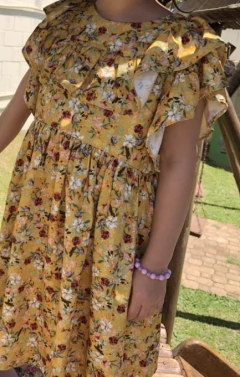 Vestido Ágata floral mostarda - Amoré