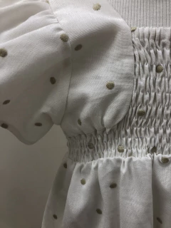 Vestido Bela linho poá off white - Amoré