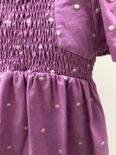 Vestido Bela linho poá fúcsia - Amoré