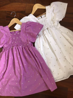 Vestido Bela linho poá off white - loja online