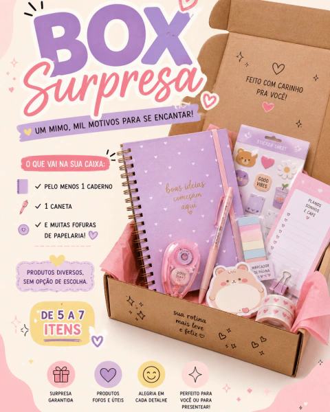 BOX Surpresa de Papelaria Fofa