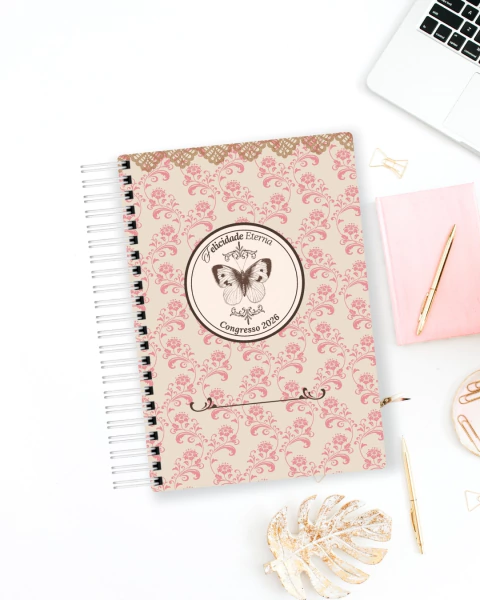 Caderno Congresso 2026 - Capa Vintage Borboleta