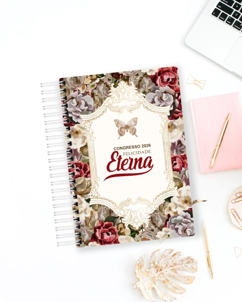 Caderno Congresso 2026 - Floral Vermelho