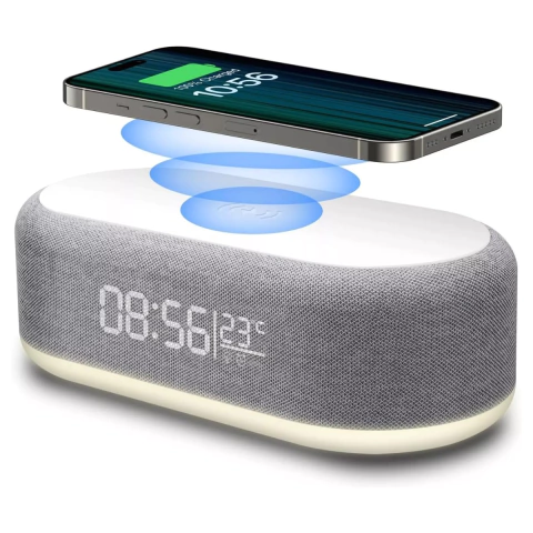 Parlante Portátil Bluetooth 3 en 1 Reloj Despertador Cargador