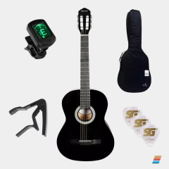 Kit Completo Violão Giannini Start S-14 Iniciante Preto Acústico Aço