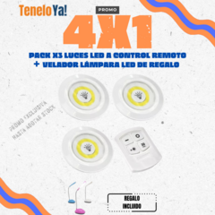 ¡PROMOCIÓN 4x2! | PACK X3 LUCES LED A CONTROL REMOTO PRODUCTO + VELADOR LÁMPARA LED DE REGALO