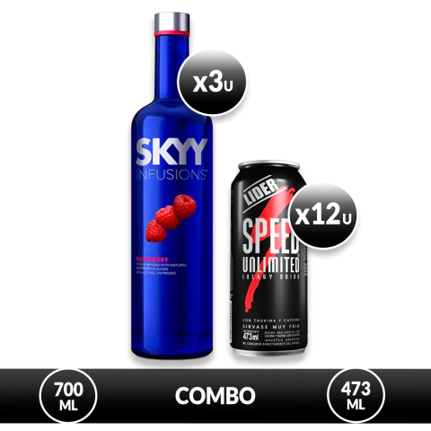 SPEED CON VODKA: 3 VODKA SKYY 700ml + 12 SPEED XL - comprar online