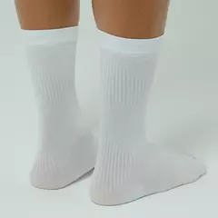 Imagem do Safetti Meia Running Perna Elástica Unissex 8" Branca Lisa