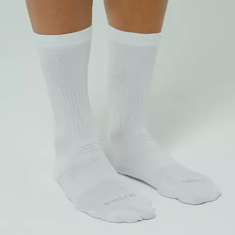 Safetti Meia Running Perna Elástica Unissex 8" Branca Lisa