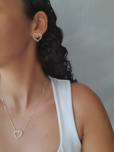 Conjunto Coração Corrente - Semijoia - comprar online