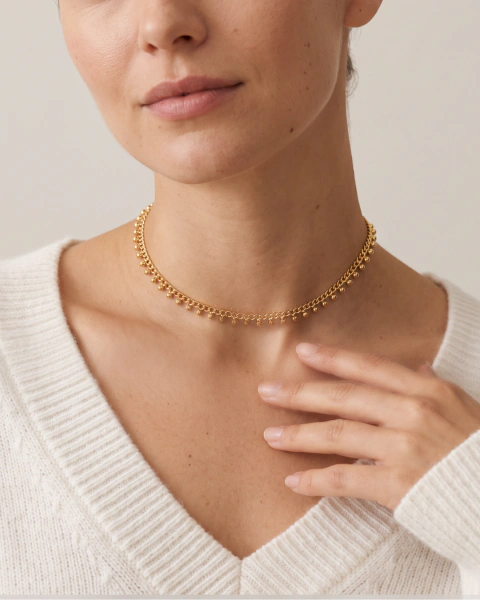 Choker estilo boho chic - Banhado a Ouro 18k