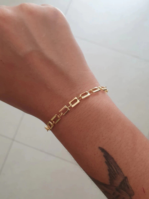 Pulseira elos quadrados - Banhado a Ouro 18K - comprar online
