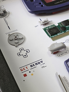 Quadro Game Boy Advance componentes desmontados, tema do jogo Pokémon Ruby