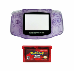 Opção de cor de Capa Plástica Anatomic Purple Para Game Boy Advance e cartucho de game Pokémon Ruby