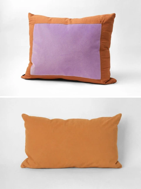 Almohadón Rectangular Lila + Rectángulo Tusor Siena