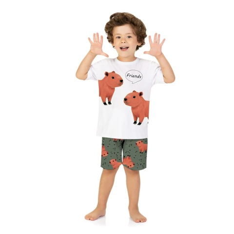 Pijama Infantil Menino Verão Amigo Capivara KYLY