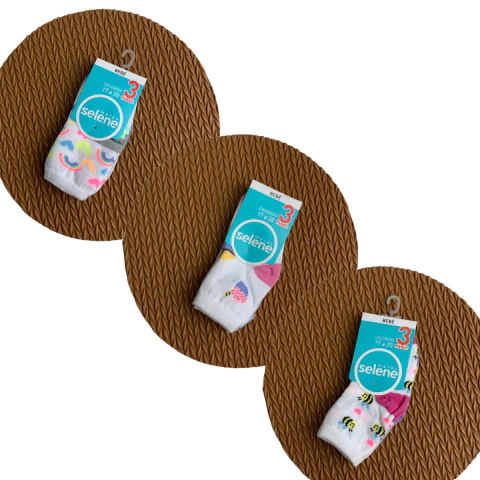 Meia Infantil Menina Kit 3 Pares SELENE