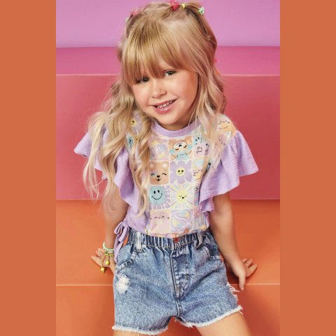 Blusa Infantil Menina Verão Cropped Ursinho INFANTI