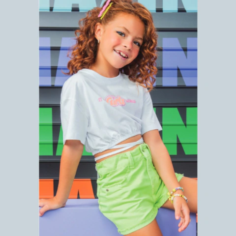 Blusa Infantil Menina Verão Cropped com Cordão INFANTI