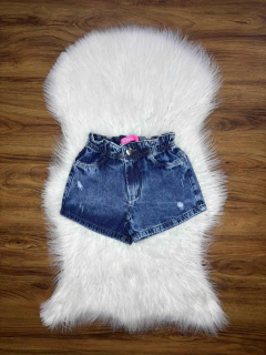 Short Com Elástico No Cós - Azul Marmorizado