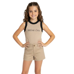 kit Short de Elástico Bege + Blusinha Regata Bege Brink Link - comprar online