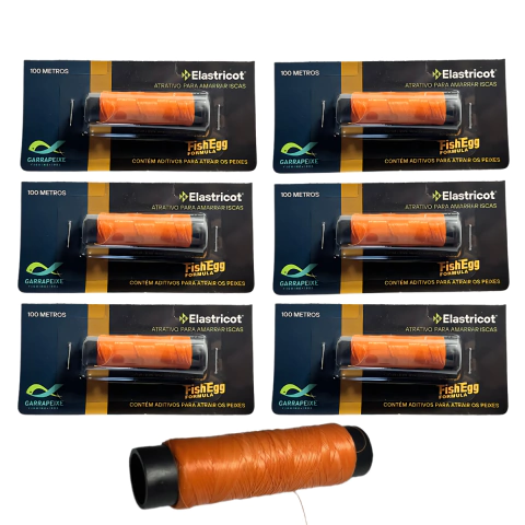 Elastico Elastricot Com Atrativo 100mts 6 Pçs Garra Peixe