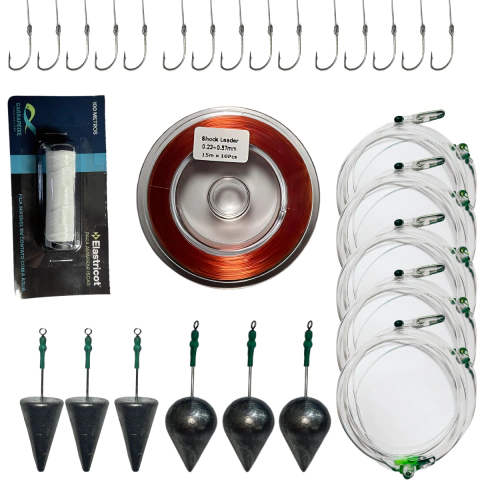 Kit Chicote Chumbada E Anzol Para Reposição Itens De Pesca