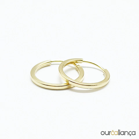 Brinco de Argola Pequena Fio Quadrado em Ouro 18K