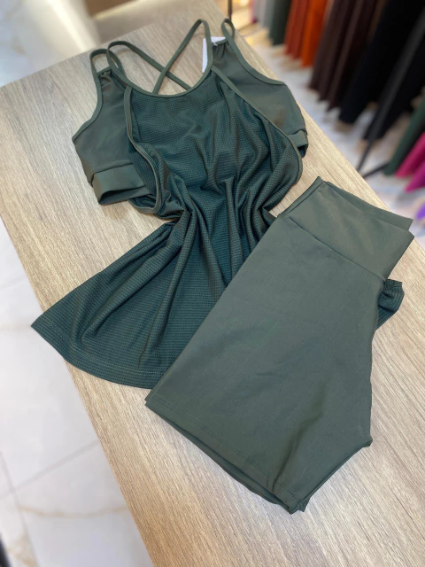 CONJUNTO SHORT 3 PEÇAS - VERDE MILITAR - comprar online