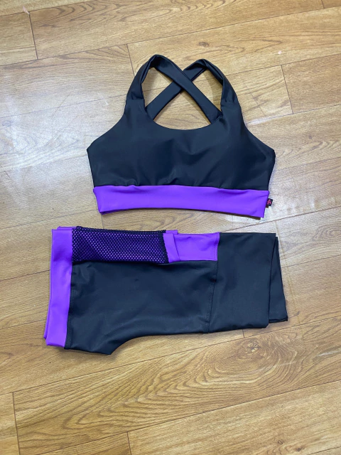 CONJUNTO SHORT BOLSOS ARRASTÃO - PRETO / LILAS - comprar online