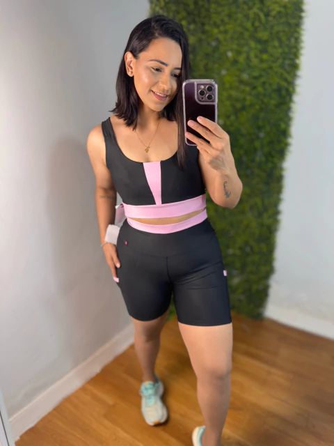 CONJUNTO SHORT BOLSOS - PRETO / ROSA BB - comprar online