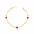 Pulseira de elo português banhada em ouro 18k com três zircônias rosas redondas