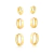 Kit Brincos Argolas Lisas Trio Banhado em Ouro 18K - comprar online