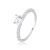 Anel de Prata Solitário Zircônia Branca Aro Cravejado - comprar online