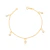 Pulseira delicada banhada em ouro 18k com cinco pontos de luz pendentes