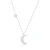 Colar de prata 925 com pingente de lua crescente e estrela cravejados com micro zircônias brancas, corrente estilo cartier, 45 cm