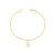 Pulseira de corrente banhada em ouro 18k com pingente redondo de zircônia incolor