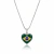 Colar de Prata Coração com Bandeira do Brasil, 45cm