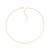 Colar Riviera com zircônias baguete brancas banhado em ouro 18k, visto sobre fundo branco, com extensor e fecho lagosta.