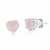 Brinco de prata 925 em formato de coração com pedra de zircônia rosa de 10mm, acabamento polido e tarraxa borboleta, joia delicada e romântica.