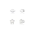 Kit Brincos de Prata Saturno e Estrela Madrepérola