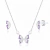 Conjunto de Prata Borboleta Cravejada Zircônia - Loja Online Céu de Prata | Joias de Prata