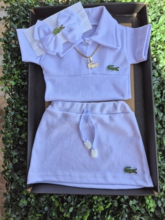 Conj Lala Baby | Body Polo Branca + Saia Branca - Baby Glub