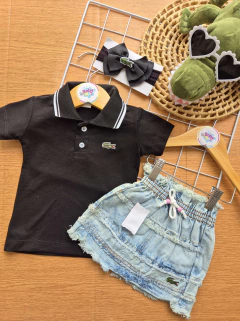 Conj polo+saia jeans Lala - Baby Glub