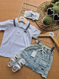 Conj polo+saia jeans Lala na internet